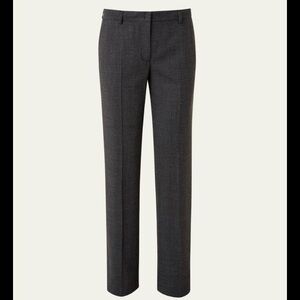 Akris Punto Mikko Trousers Sz 10 Micro Dot Wool Black Silver Straight Leg Career